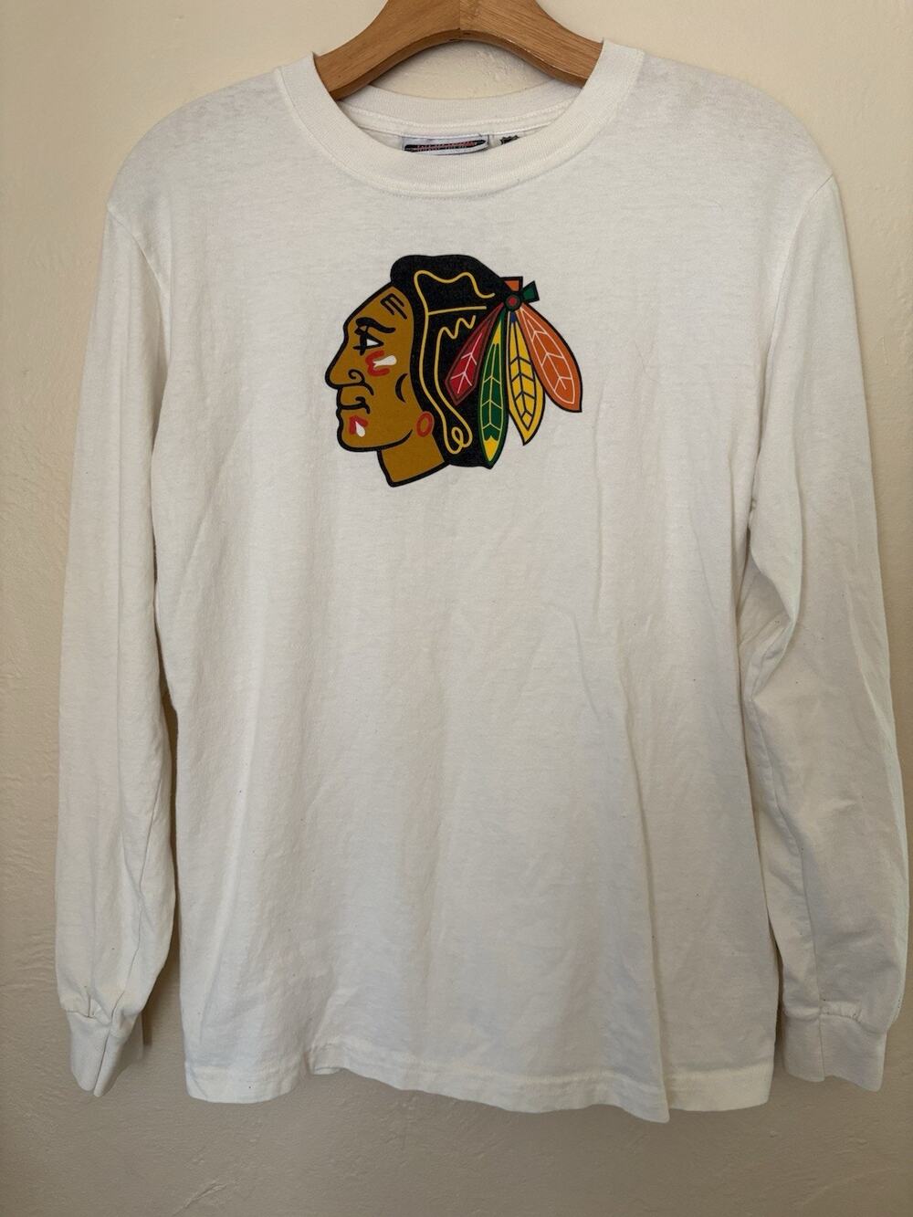 Vintage Chicago Blackhawks Long Sleeve Reebok T Shirt Youth Size 14/16
